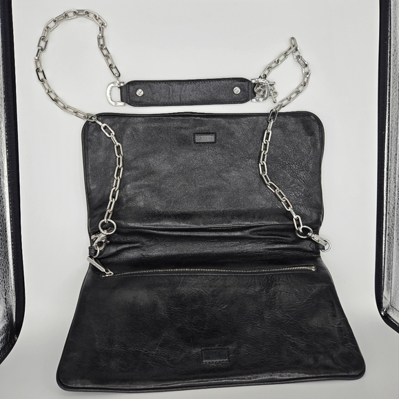 Tory Burch black leather Reva clutch bag like new! EUC! Silver tone hardware. - Picture 6 of 10